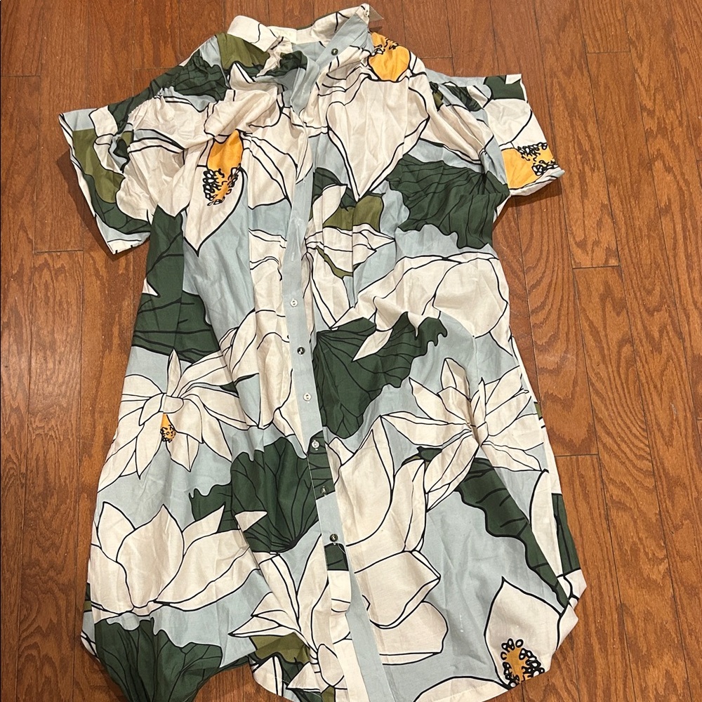 Floral Maxi Dress with Green and Yellow Accents